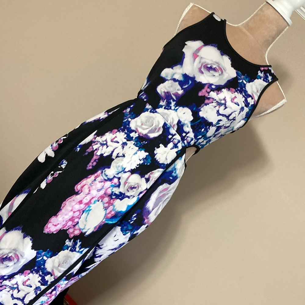 Pink and Purple High Neck Maxi Dress with Side Cut-outs - size S